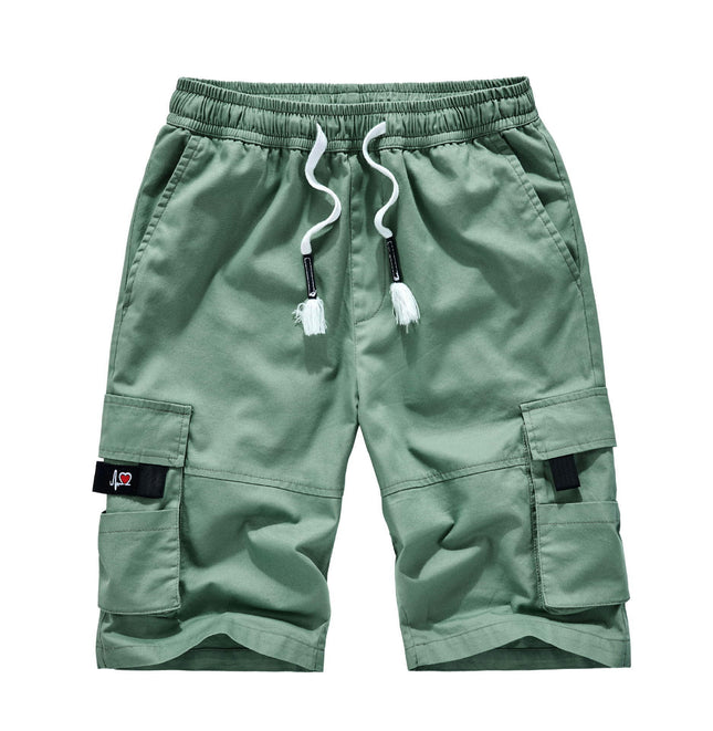 Men's Cargo Shorts Elastic Waist Relaxed Fit Cotton Shorts Multi-Pockets