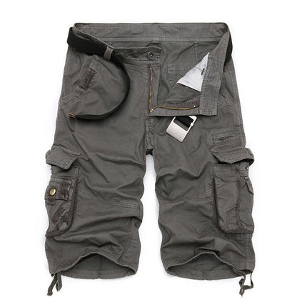 Men's Cargo Shorts Relaxed Fit Outdoor Multi-Pocket Cotton Shorts with No Belt