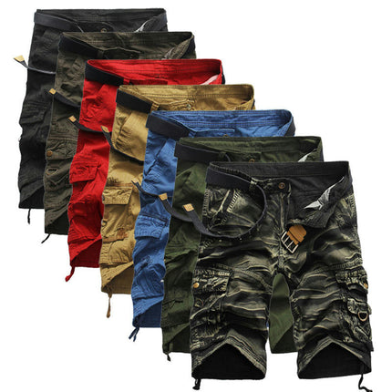 Men's Lightweight Multi Pocket Cotton Casual Cargo Shorts,Outdoor Shorts with Pockets(No Belt)