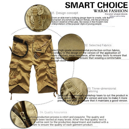 Men's Lightweight Multi Pocket Cotton Casual Cargo Shorts,Outdoor Shorts with Pockets(No Belt)