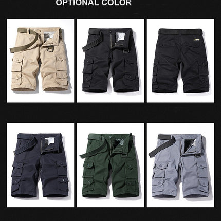 Men's Cargo Shorts Relaxed Fit Short Outdoor Multi-Pocket Cotton Casual Shorts with No Belt