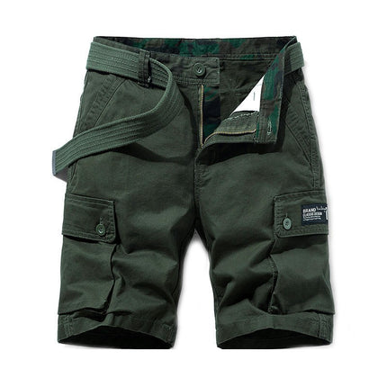 Men's Cargo Shorts Relaxed Fit Short Outdoor Multi-Pocket Cotton Shorts with No Belt