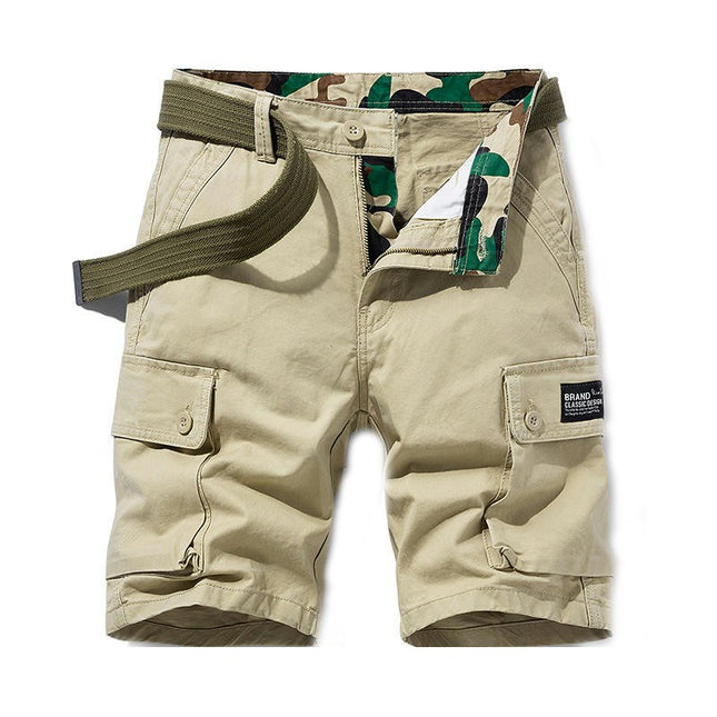 Men's Cargo Shorts Relaxed Fit Short Outdoor Multi-Pocket Cotton Shorts with No Belt