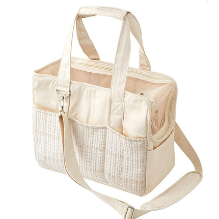 Cat Bag, Portable Dog Bag, Pet Tote with Pockets, Adjustable Safety Leash with Cashmere Mat