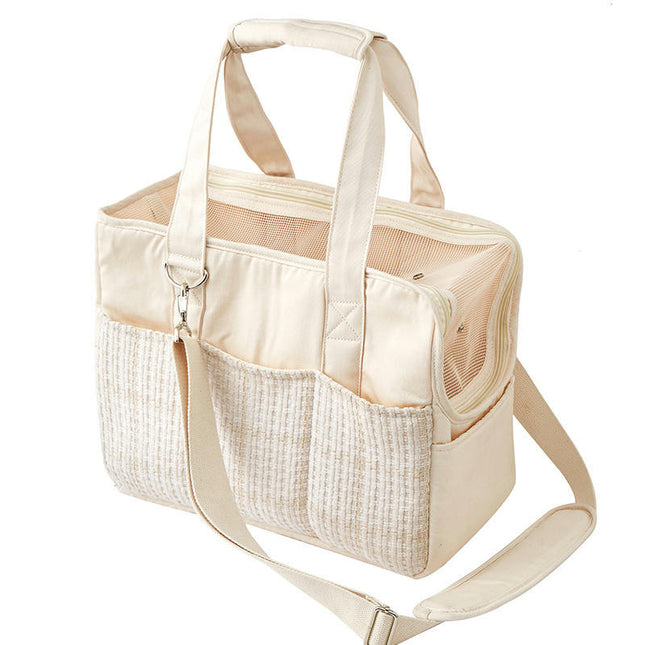 Cat Bag, Portable Dog Bag, Pet Tote with Pockets, Adjustable Safety Leash with Cashmere Mat