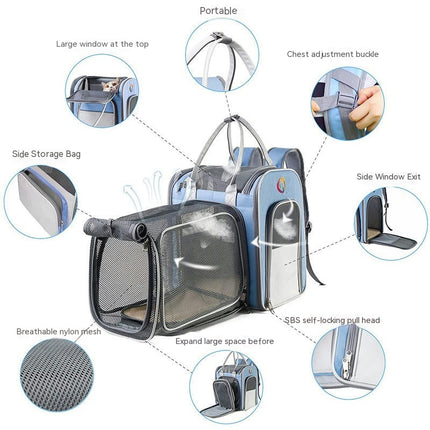 Cat Backpack Carrier,Pet Carrier Backpacks Expandable with Great Ventilation,Fleece Mat,Perfect for Hiking