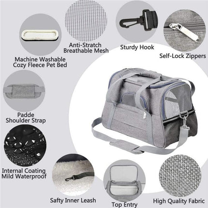 Cat Dog Carrier for Small Medium Cats Puppies up to 15 Lbs, Collapsible Travel Puppy Carrier