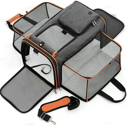 Cat Carrier Bag,Airline Approved Pet Carrier Soft Side Pet Travel  Expandable Foldable Dog Carrier with Fleece Pad