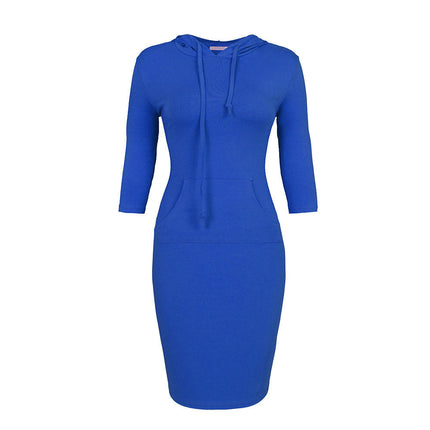 Women's Hoodie Dress Fitted Knee Length Dress with Pocket