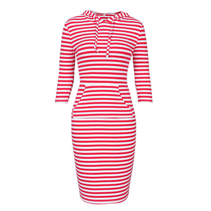 Women's Hoodie Dress Fitted Knee Length Dress with Pocket