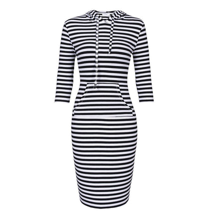 Women's Hoodie Dress Fitted Knee Length Dress with Pocket