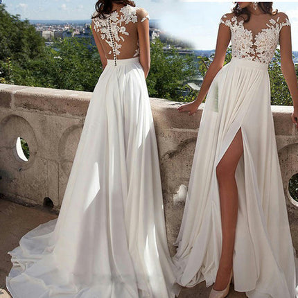 Women's Long Dresses Lace Party Dress Side Slit Wedding Dress