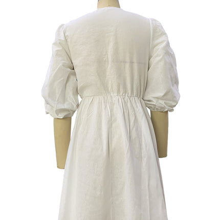 Women's Short Sleeve Dress Babydoll Linen Casual Mini Dress
