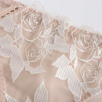 Sexy Underwire Push Up Rose Floral Lace Bra Set Women's Bra and Panties 2 Piece Set