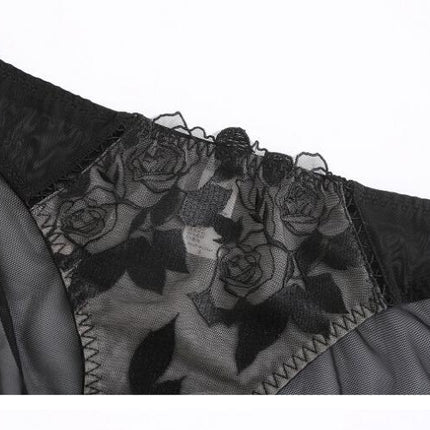 Sexy Underwire Push Up Rose Floral Lace Bra Set Women's Bra and Panties 2 Piece Set