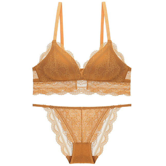 Women's 2 Piece Lace Wireless Bra and Panty Set Women's Sexy Push Up Bra Set