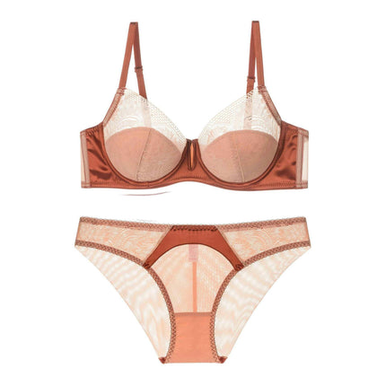 Women's Sexy Lingerie Lace Mesh Matching Bra and Panties Set Push Up Lace Bra 2 Piece Lingerie Set