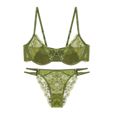 Women Super Sexy Bras Set Transparent Underwear Lingerie Lace Bra & Matching Panty