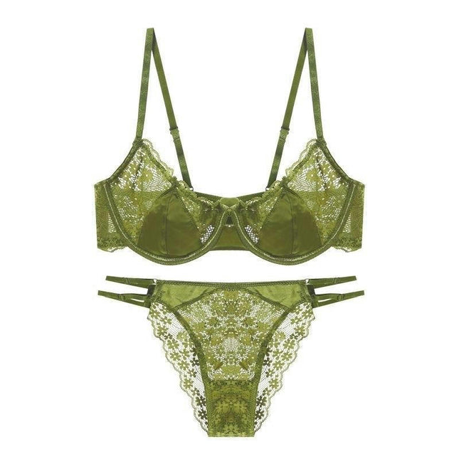 Women Super Sexy Bras Set Transparent Underwear Lingerie Lace Bra & Matching Panty