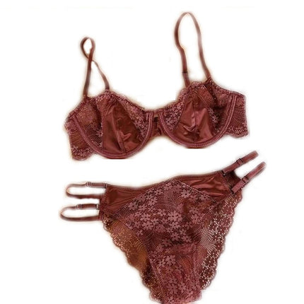 Women Super Sexy Bras Set Transparent Underwear Lingerie Lace Bra & Matching Panty