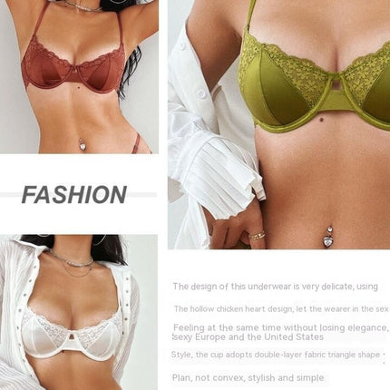 Women Super Sexy Bras Set Transparent Underwear Lingerie Lace Bra & Matching Panty