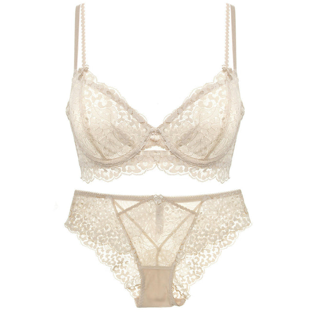 Women's Sexy Lingerie Floral Lace Sheer See Through Underwear Bra Panty Set