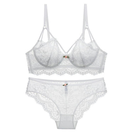 Ladies Lingerie Two Piece Sexy Lace V-Neck Adjustable Bra and Panty Set
