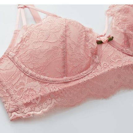 Ladies Lingerie Two Piece Sexy Lace V-Neck Adjustable Bra and Panty Set
