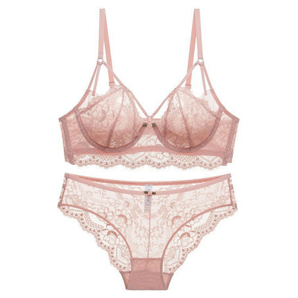 Ladies Lingerie Two Piece Sexy Lace V-Neck Adjustable Bra and Panty Set