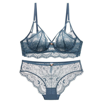 Ladies Lingerie Two Piece Sexy Lace V-Neck Adjustable Bra and Panty Set