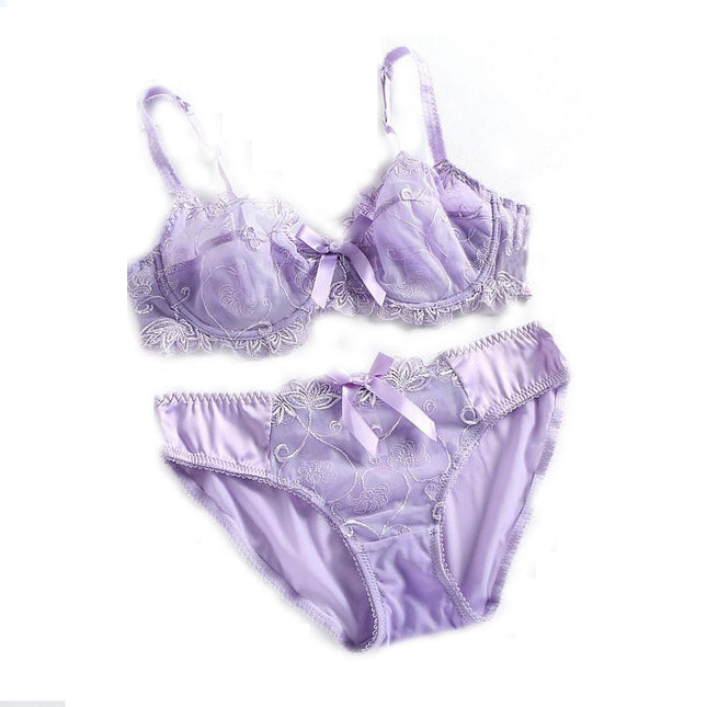 Women's Sexy Lace Lingerie Set See Through Underwear Floral Lace Underwire Bra and Panty Set 1