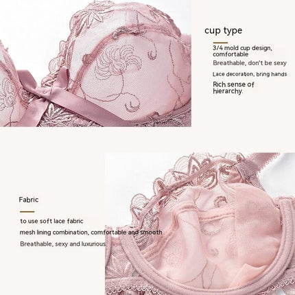 Women's Sexy Lace Lingerie Set See Through Underwear Floral Lace Underwire Bra and Panty Set 1