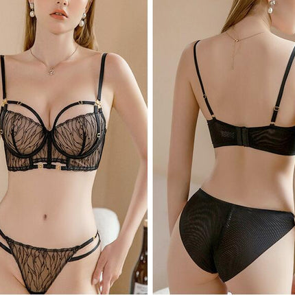 Women's Push Up Bra and Panty Sets Lace Lingerie 2 Piece Bra and Thong Set