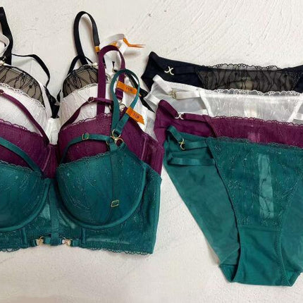 Women's Push Up Bra and Panty Sets Lace Lingerie 2 Piece Bra and Thong Set