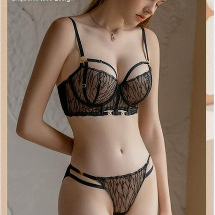 Women's Push Up Bra and Panty Sets Lace Lingerie 2 Piece Bra and Thong Set