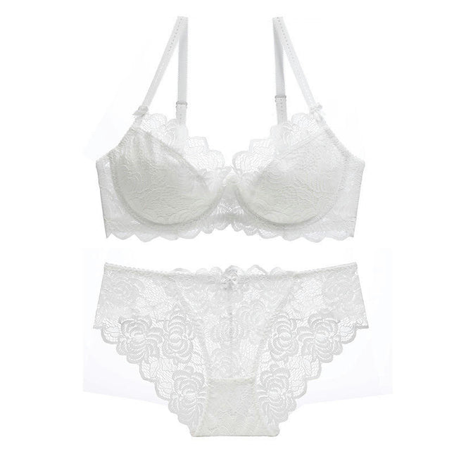 Women's Sexy Lace Bra Set 2 Piece Push Up Bra and Panty Set Low Waist Panties