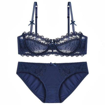 Women's 2 Piece Sexy Lace Bra And Panty Set Floral Lace Bra Set With Underwire Half Bra