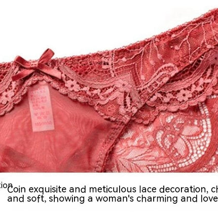 Women's Sexy Bow Sheer Mesh Bra and Panty Sets 2 Piece Floral Lace Underwire Lingerie Set