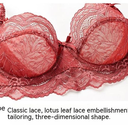 Women's Sexy Bow Sheer Mesh Bra and Panty Sets 2 Piece Floral Lace Underwire Lingerie Set