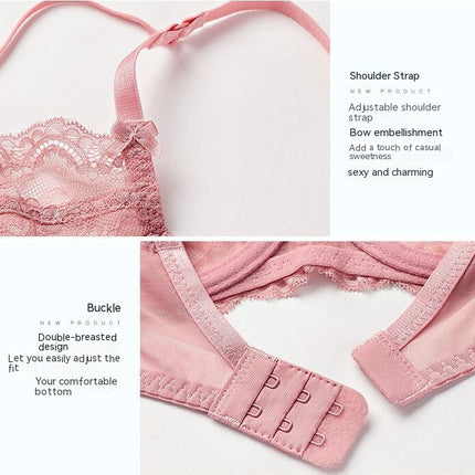 Women's Sexy Lingerie 2 Piece Lace Lingerie Set Underwire Cross Strap Bra and Panties Set