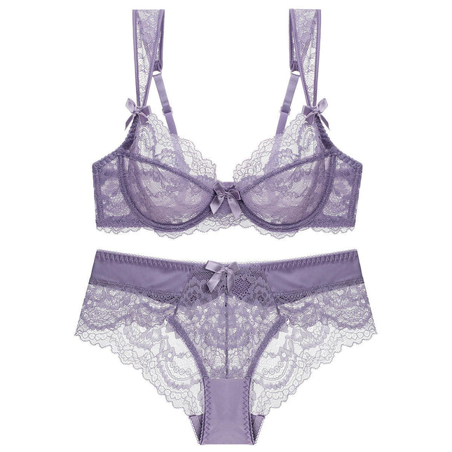 Ladies Underwear Set Lace Underwire Sexy Bra and Panties Two Piece Push Up Bra Matching Briefs