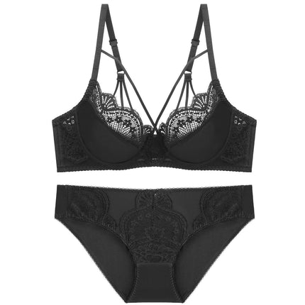 Women's Sexy Bra And Panty Sets, Lace Flowers Two Piece Underwire Lingerie Set