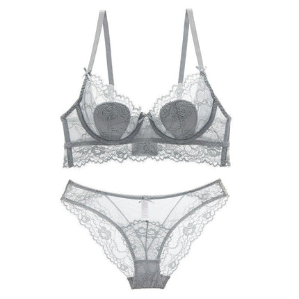 2 Piece Women's Sexy Underwear Transparent Floral Lace Sexy Underwear Set