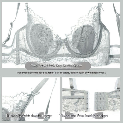 2 Piece Women's Sexy Underwear Transparent Floral Lace Sexy Underwear Set