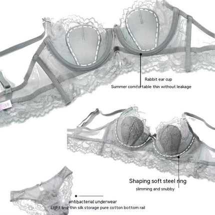 2 Piece Women's Sexy Underwear Transparent Floral Lace Sexy Underwear Set
