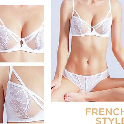 Ladies Sexy Lingerie Super Stretch Lace Bra and Panty Set Two Piece Sheer Bra