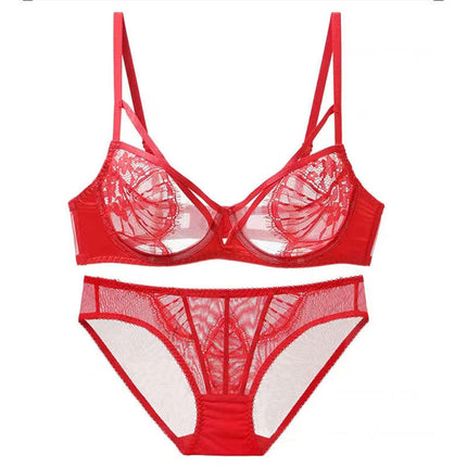 Ladies Sexy Lingerie Super Stretch Lace Bra and Panty Set Two Piece Sheer Bra