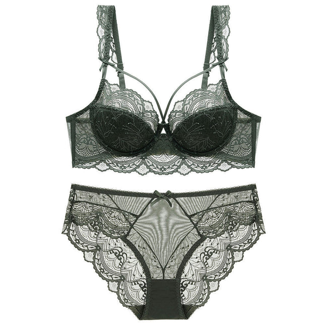 Women's Sexy Underwear Set Lace Bra and Briefs Underwire Bra Supportive Soft Panties Underwear Two-piece Set