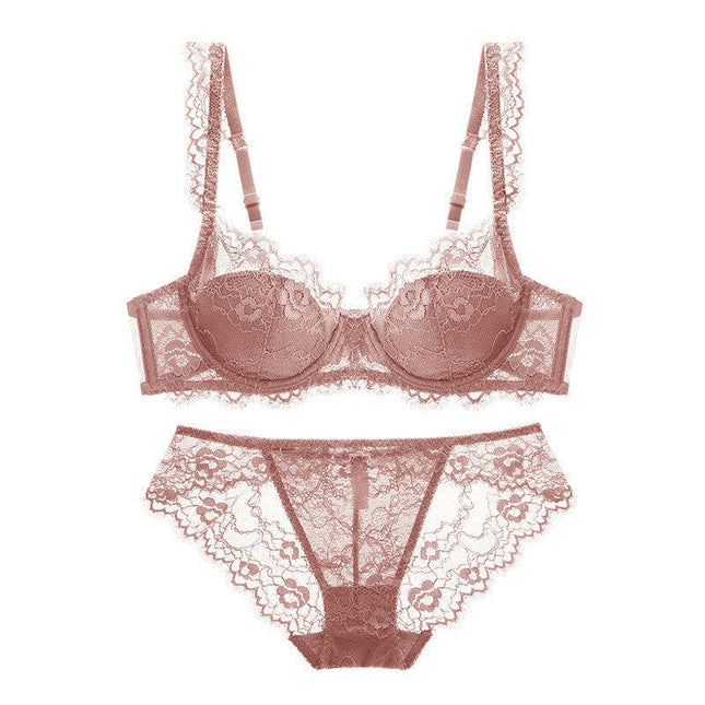 Women's Sexy Lace Underwear 2 Piece Push Up Bra and Panties Set Low Waist Panties Underwear Adjustable Straps