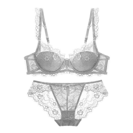 Women's Sexy Lace Underwear 2 Piece Push Up Bra and Panties Set Low Waist Panties Underwear Adjustable Straps